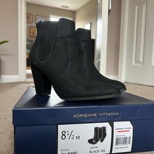 Adrienne Vittadini Sleek Black Heeled Boots